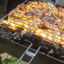 Proven catfish kebab Catfish kebab on the grill
